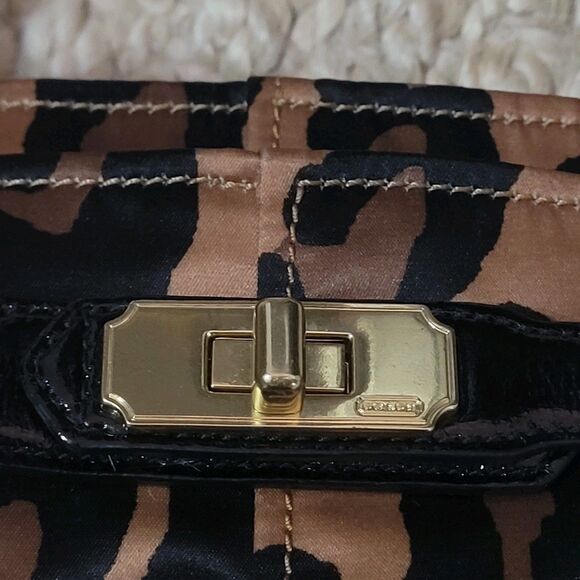 Coach Leopard Print Shoulder Bag - Black and Tan - Picture 4 of 16